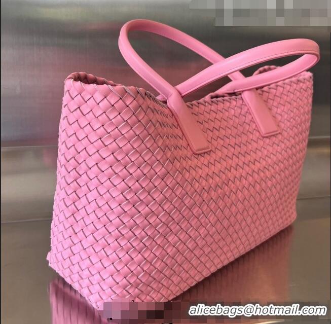 New Fashion Bottega Veneta Large Cabat Tote Bag in Intreccio Leather 608811 Light Pink 2023