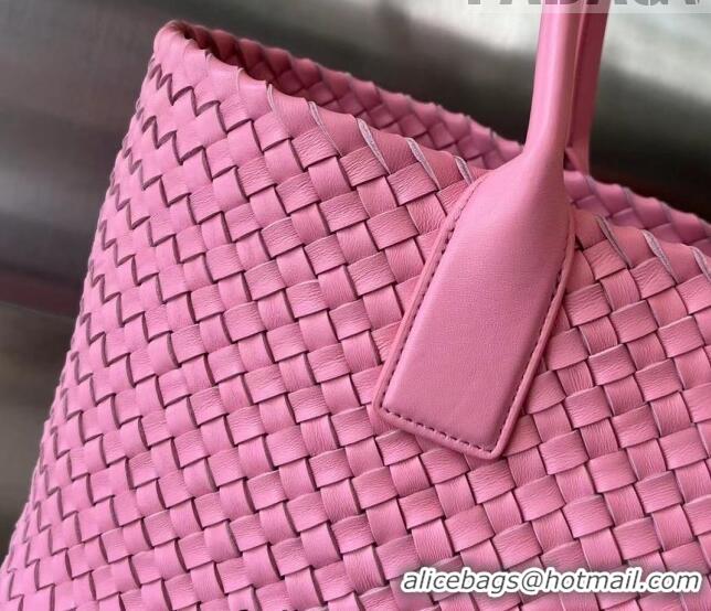 New Fashion Bottega Veneta Large Cabat Tote Bag in Intreccio Leather 608811 Light Pink 2023