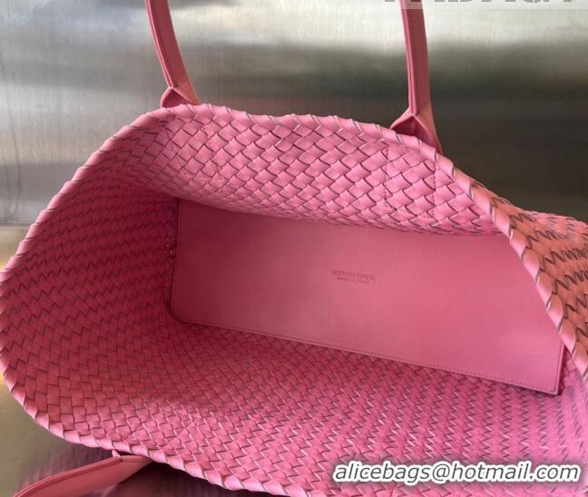 New Fashion Bottega Veneta Large Cabat Tote Bag in Intreccio Leather 608811 Light Pink 2023