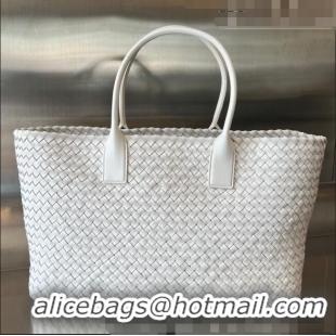 Top Quality Bottega Veneta Large Cabat Tote Bag in Intreccio Leather 608811 White 2023