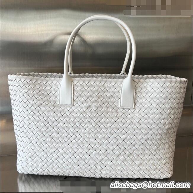 Top Quality Bottega Veneta Large Cabat Tote Bag in Intreccio Leather 608811 White 2023