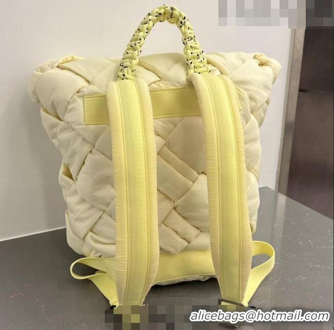 Well Crafted Bottega Veneta Backpack bag in Intreccio Nylon Washed 690891 Lemon Yellow 2023