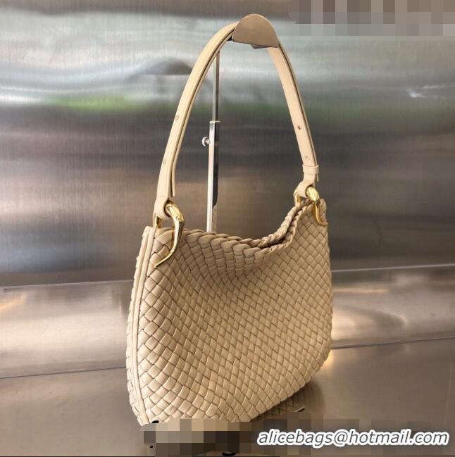 Top Quality Bottega Veneta Small Clicker Shoulder Bag in Padded Intreccio Leather Porridge 730968 Beige 2023