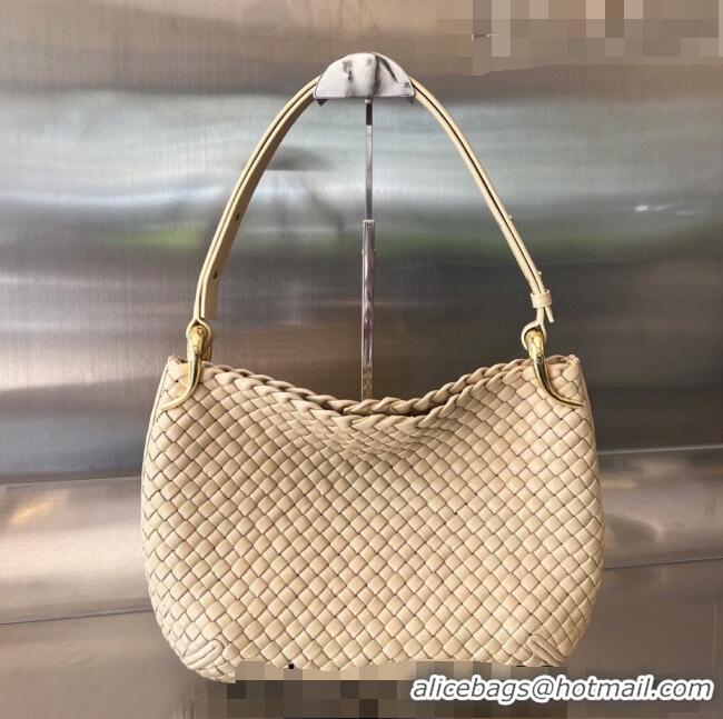 Top Quality Bottega Veneta Small Clicker Shoulder Bag in Padded Intreccio Leather Porridge 730968 Beige 2023