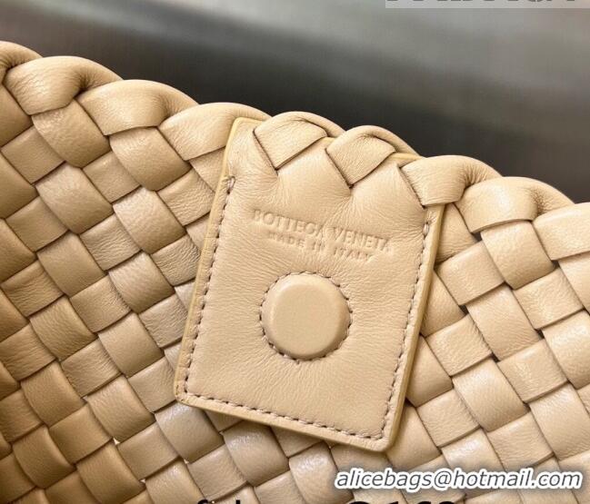 Top Quality Bottega Veneta Small Clicker Shoulder Bag in Padded Intreccio Leather Porridge 730968 Beige 2023