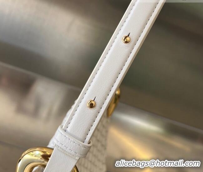 Famous Brand Bottega Veneta Small Clicker Shoulder Bag in Padded Intreccio Leather 730968 White 2023