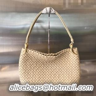 Super Quality Bottega Veneta Medium Clicker Shoulder Bag in Padded Intreccio Leather 730969 Porridge Beige 2023