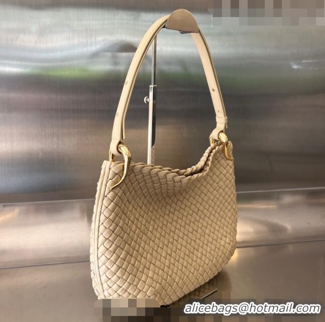 Super Quality Bottega Veneta Medium Clicker Shoulder Bag in Padded Intreccio Leather 730969 Porridge Beige 2023