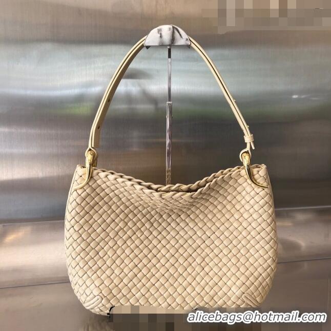 Super Quality Bottega Veneta Medium Clicker Shoulder Bag in Padded Intreccio Leather 730969 Porridge Beige 2023