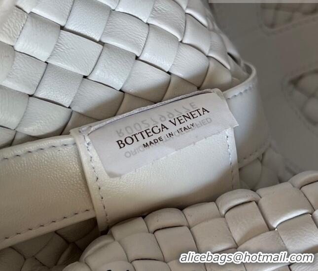 Super Quality Bottega Veneta Medium Clicker Shoulder Bag in Padded Intreccio Leather 730969 White 2023