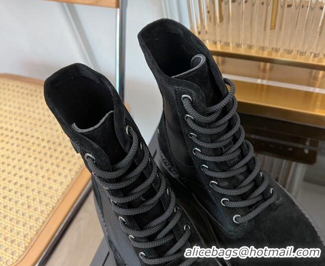 Good Looking Celine Bulky Lace-up Boots 5.5cm with Triomphe in Nylon and Suede Black 071014