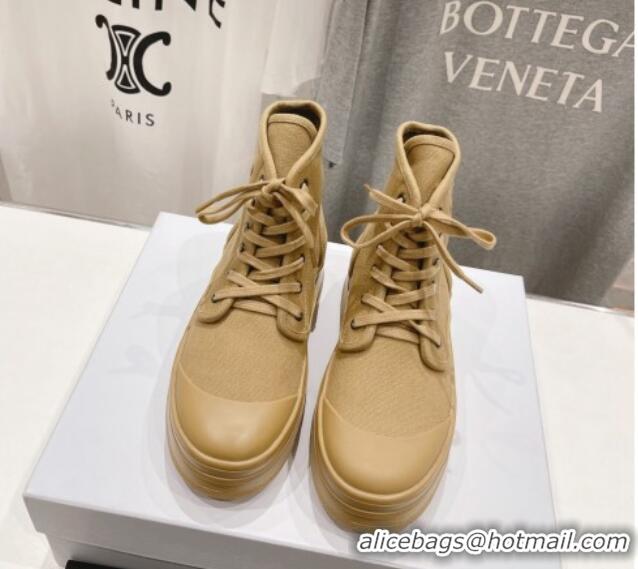 Luxurious Celine Mid Block High top Platform Sneakers in Canvas Beige 719053