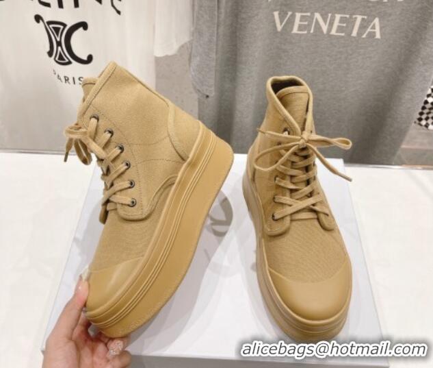 Luxurious Celine Mid Block High top Platform Sneakers in Canvas Beige 719053