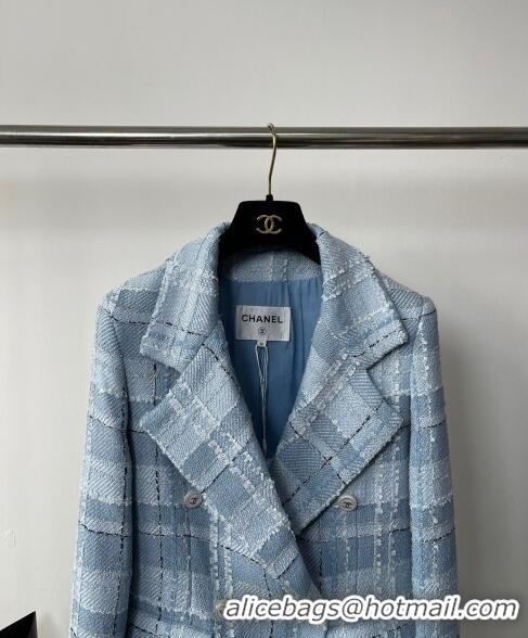 ​Unique Grade Chanel Tweed Jacket CH102101 Blue 2023