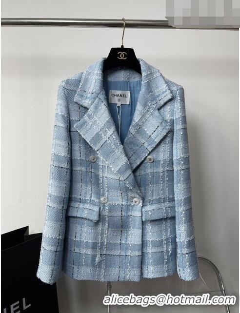 ​Unique Grade Chanel Tweed Jacket CH102101 Blue 2023