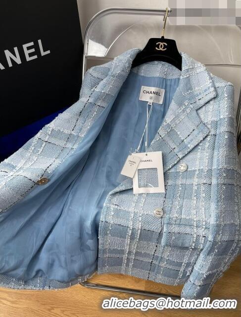 ​Unique Grade Chanel Tweed Jacket CH102101 Blue 2023