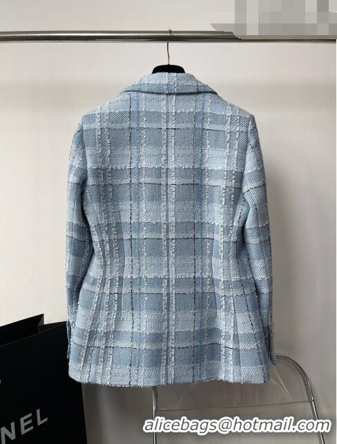 ​Unique Grade Chanel Tweed Jacket CH102101 Blue 2023