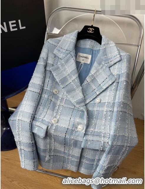 ​Unique Grade Chanel Tweed Jacket CH102101 Blue 2023