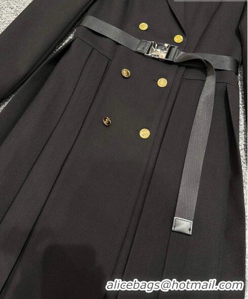 ​Top Grade Saint Laurent Coat with Belt S102111 Black 2023