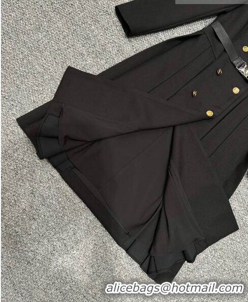 ​Top Grade Saint Laurent Coat with Belt S102111 Black 2023