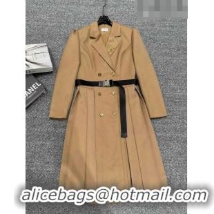 ​Luxury Discount Saint Laurent Coat with Belt S102112 Brown 2023