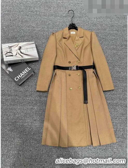 ​Luxury Discount Saint Laurent Coat with Belt S102112 Brown 2023