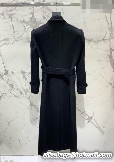 Promotional Saint Laurent Wool Coat with Belt S102113 Black 2023