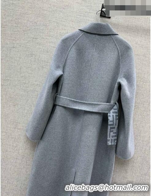 Buy Fashionable Fendi Coat with Mink Fur Pocket P102312 Grey 2023