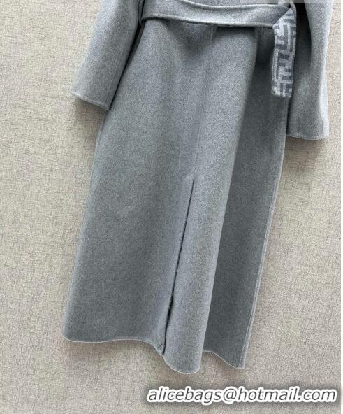 Buy Fashionable Fendi Coat with Mink Fur Pocket P102312 Grey 2023