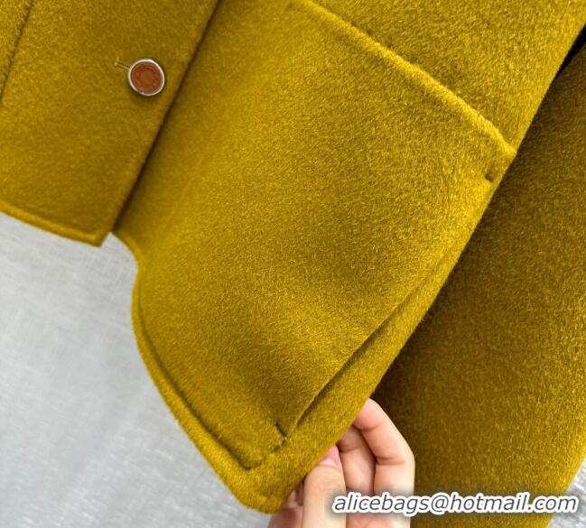 Best Price Hermes Cashmere Short Coat H102327 Green 2023