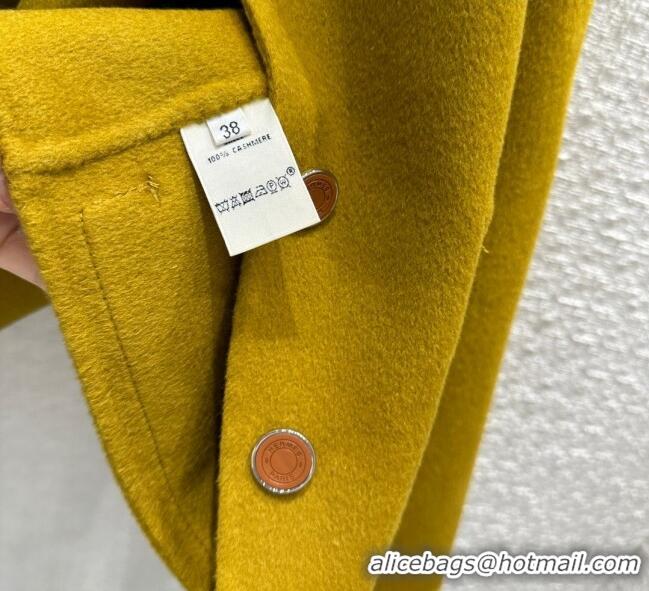 Best Price Hermes Cashmere Short Coat H102327 Green 2023