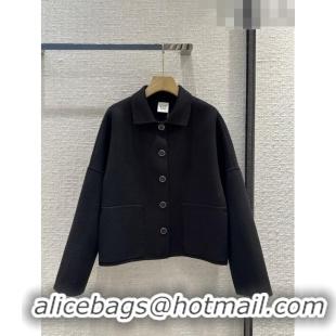 Good Taste Hermes Cashmere Short Coat H102328 Black 2023