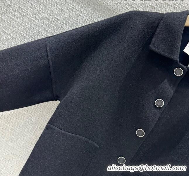 Good Taste Hermes Cashmere Short Coat H102328 Black 2023