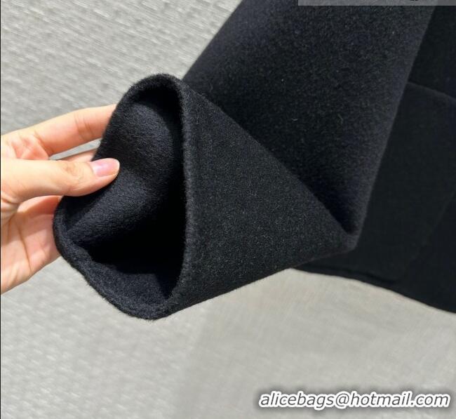 Good Taste Hermes Cashmere Short Coat H102328 Black 2023