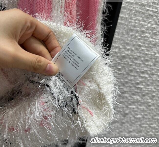 Famous Brand Chanel Cashmere Cardigan CH102330 White/Pink 2023