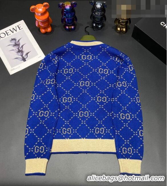 Top Grade Gucci Wool & Cashmere Cardigan G102311 Blue 2023