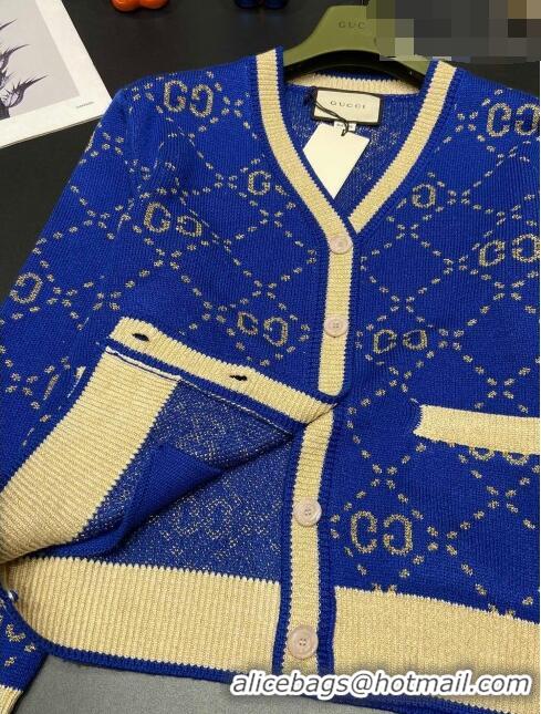 Top Grade Gucci Wool & Cashmere Cardigan G102311 Blue 2023