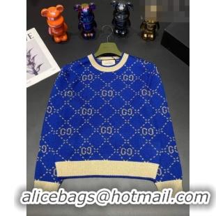 ​Top Design Gucci Wool & Cashmere Sweater G102310 Blue 2023