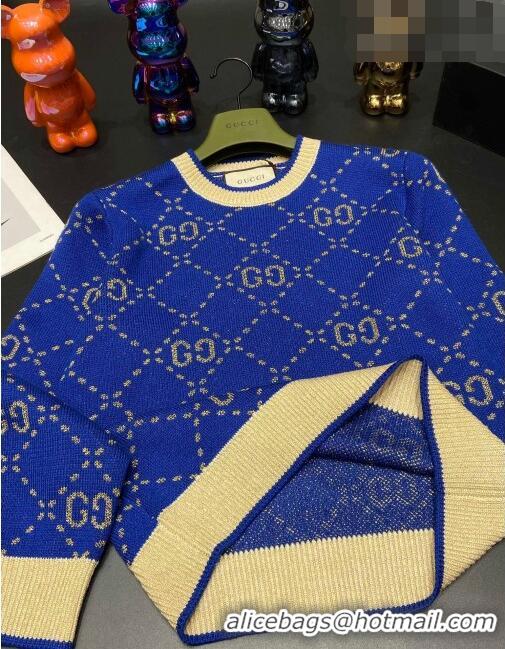 ​Top Design Gucci Wool & Cashmere Sweater G102310 Blue 2023