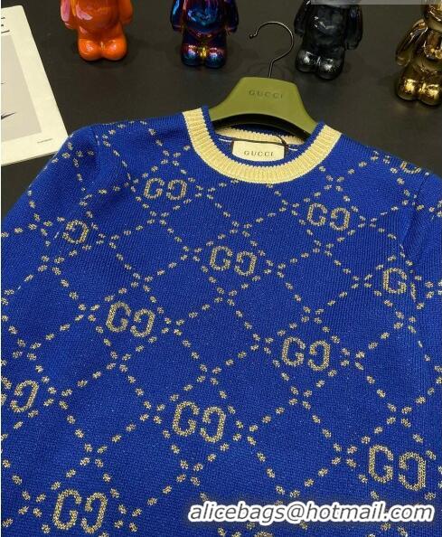 ​Top Design Gucci Wool & Cashmere Sweater G102310 Blue 2023