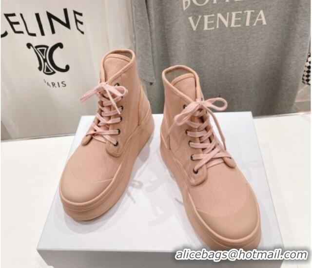 Fashion Celine Mid Block High top Platform Sneakers in Canvas Light Pink 0719054