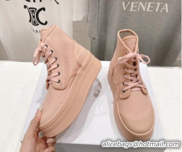 Fashion Celine Mid Block High top Platform Sneakers in Canvas Light Pink 0719054