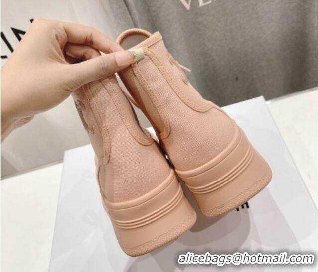 Fashion Celine Mid Block High top Platform Sneakers in Canvas Light Pink 0719054