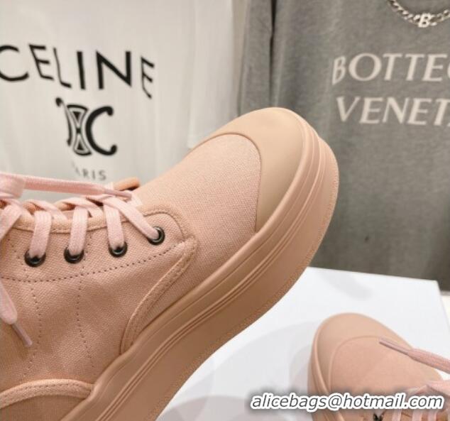 Fashion Celine Mid Block High top Platform Sneakers in Canvas Light Pink 0719054