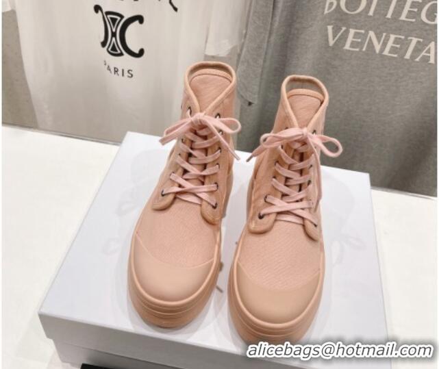 Fashion Celine Mid Block High top Platform Sneakers in Canvas Light Pink 0719054