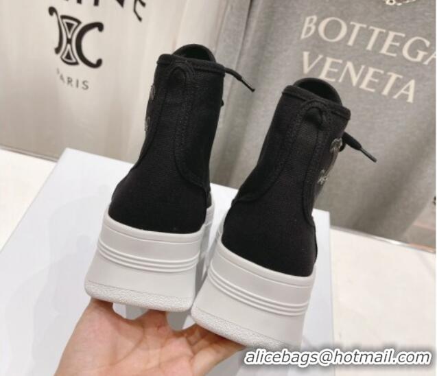 Grade Quality Celine Mid Block High top Platform Sneakers in Canvas Black 0719055