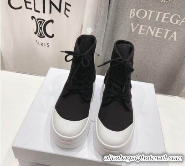 Grade Quality Celine Mid Block High top Platform Sneakers in Canvas Black 0719055