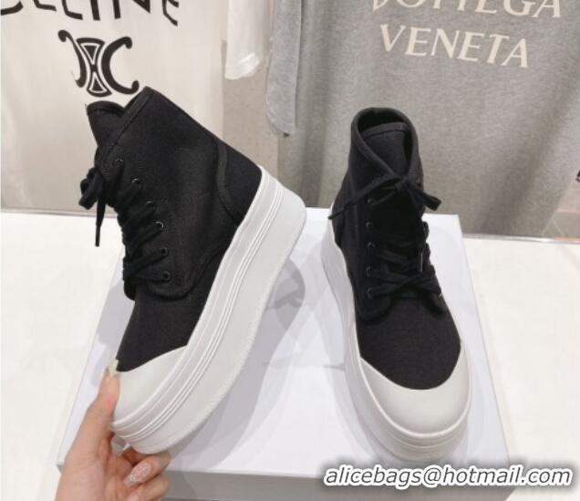 Grade Quality Celine Mid Block High top Platform Sneakers in Canvas Black 0719055