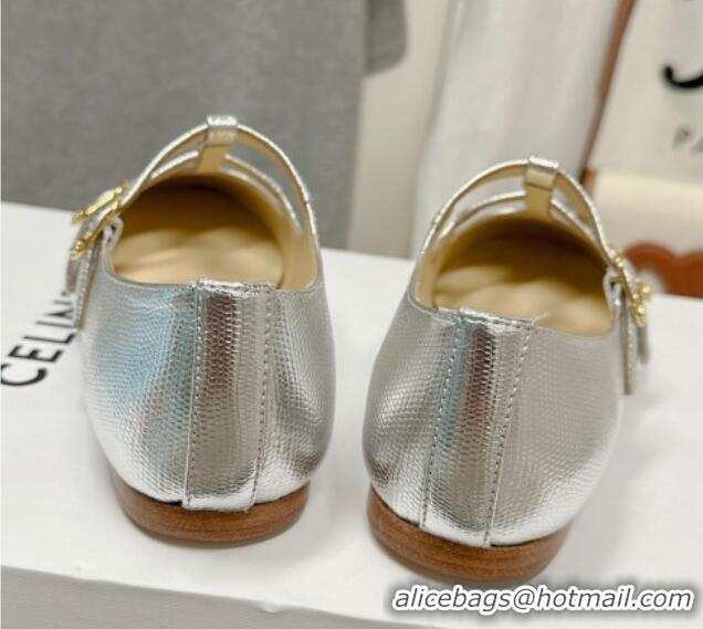 Purchase Celine Double Strap Mary Jane Ballerinas in Calfskin Silver 725075