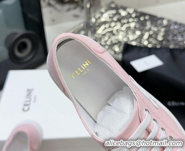 Unique Style Celine Jane Low Sneakers in Canvas with Triomphe Patch Light Pink 801109